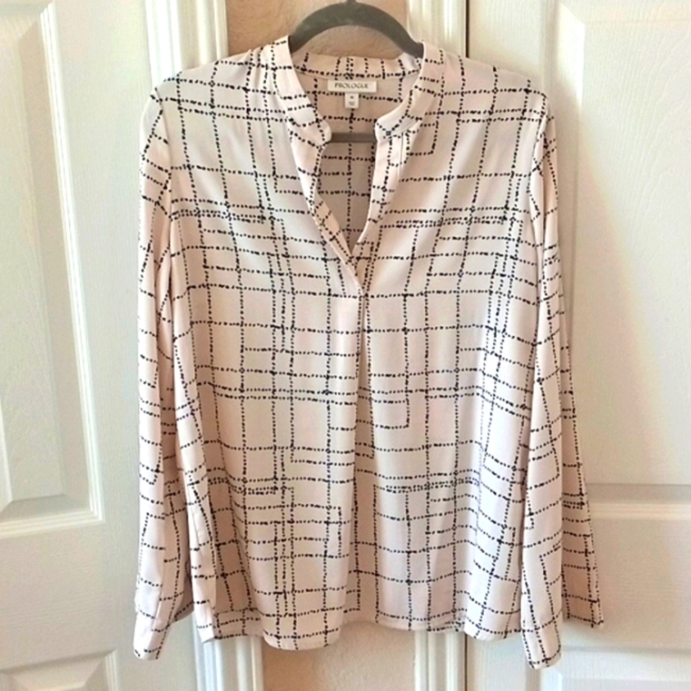 Prologue split neck bell sleeve blouse